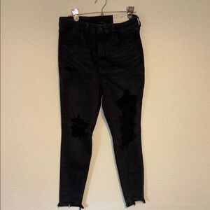 American Eagle Outfitters Black Skinny Jeans Short length with Distressed Hem